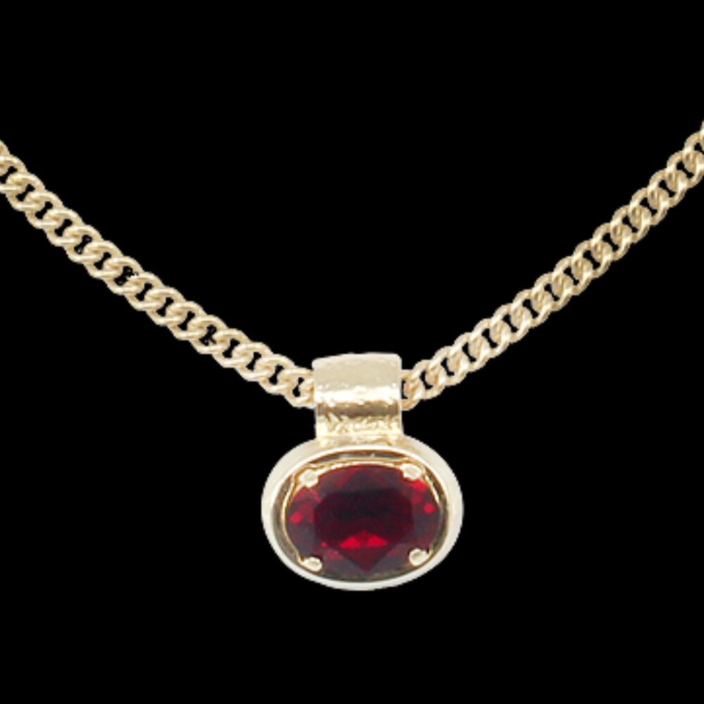 24K Gold Plate and Garnet Crystal Necklace
